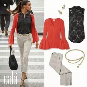 CAbi Trumpet Long Bell Sleeve Hibiscus Sweater